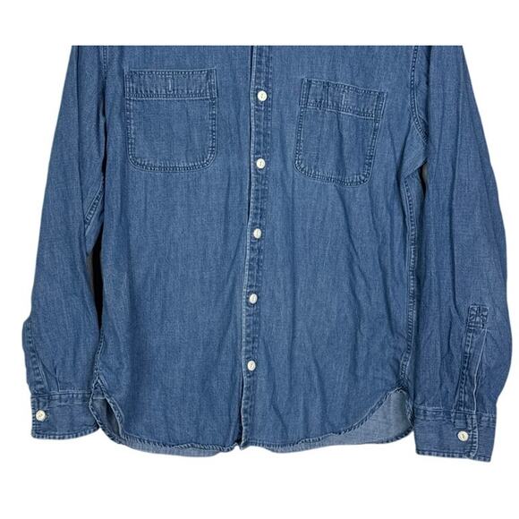 J. Crew Mens Slim Untucked Chambray Long Sleeve Denim Button Down Shirt L Blue - Picture 3 of 16